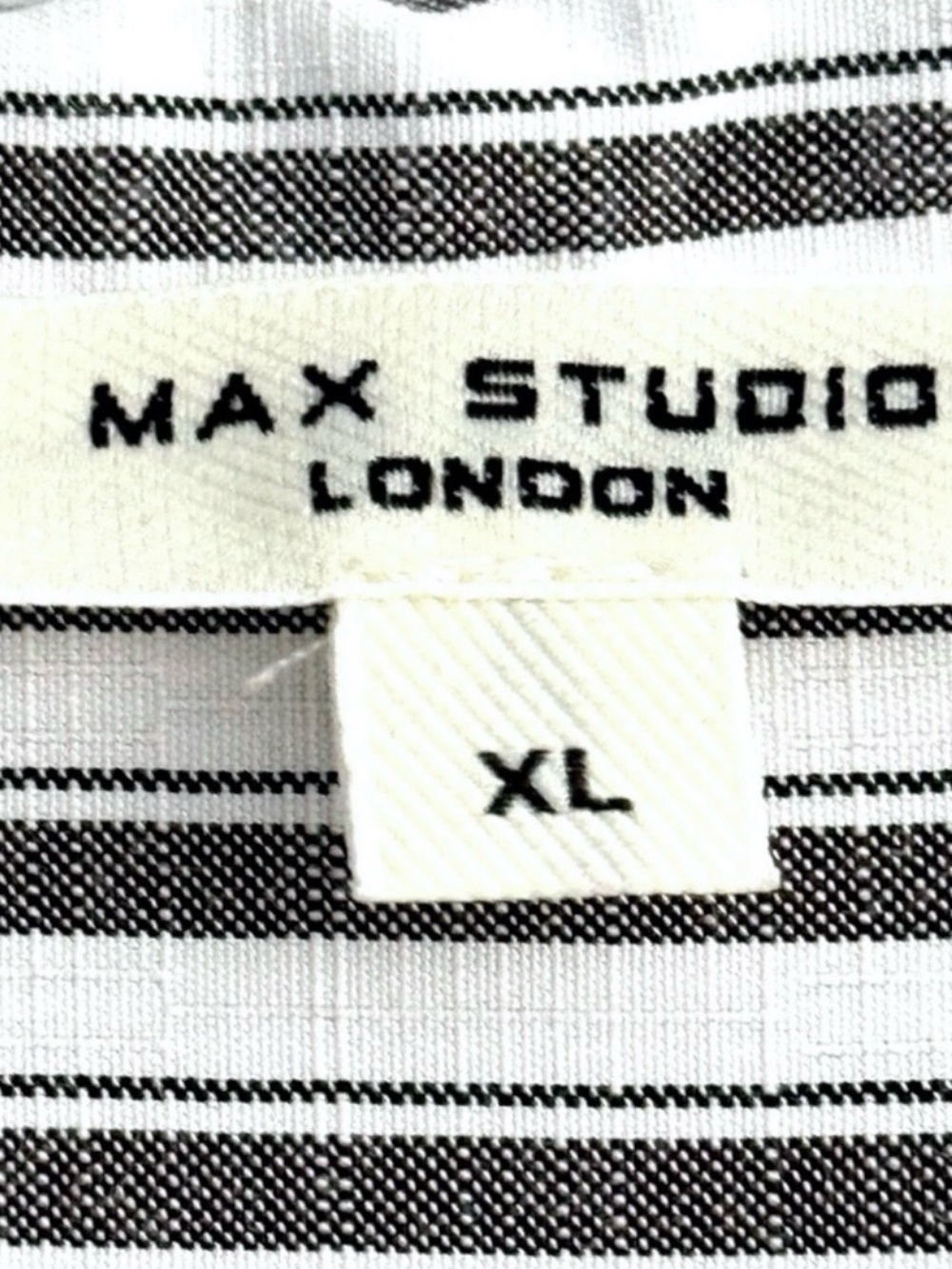 Max Studio Relaxed Fit Blouse Tab Sleeve Pocket Striped Black White Size XL - Picture 3 of 11